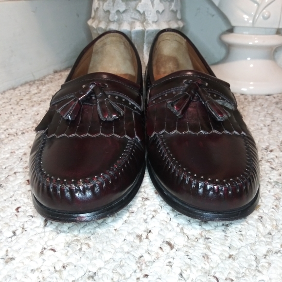Bass Grammer Burgundy Patent Leather Tassel Kiltie Loafers - Picture 6 of 11